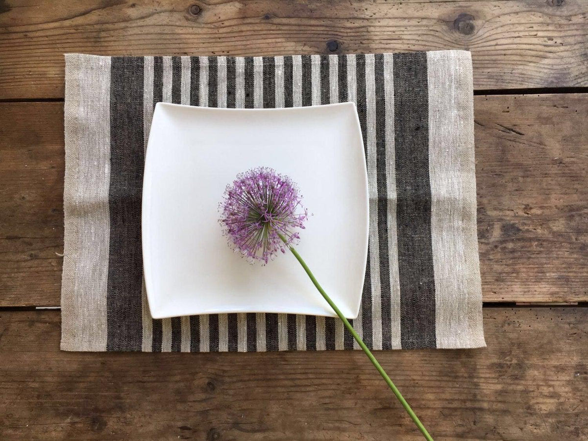 Linen placemats, set of 6 linen placemats, Cloth placemats, striped placemats, rustic placemats, country placemats, washable placemats