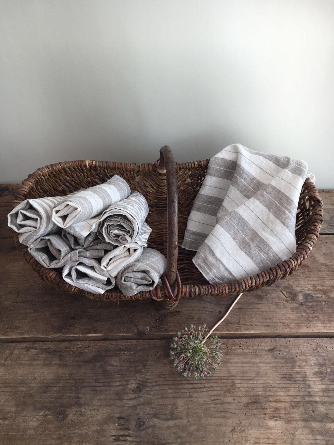 Set of Linen Towels, Three Natural Towels, Guest towels, Kitchen towels,  Rustic towels, Durable towels, Country house towels, tea towels
