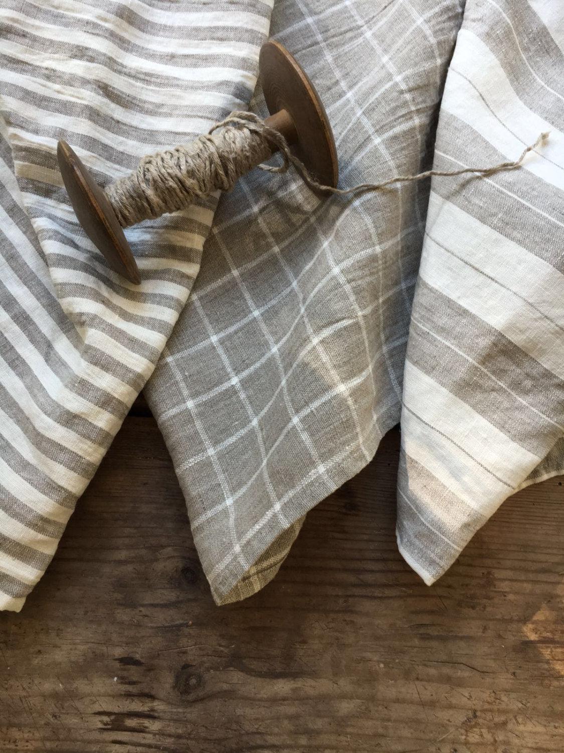 Set of Linen Towels, Three Natural Towels, Guest towels, Kitchen towels,  Rustic towels, Durable towels, Country house towels, tea towels