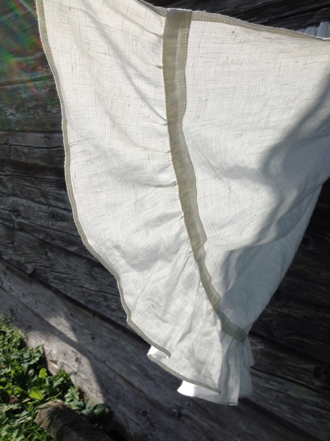 Linen Cafe Curtain, White Linen Curtain Panel French Country Cafe Curtain with Ruffle, Shabby Chic Curtains, Linen Valance Privacy Curtain