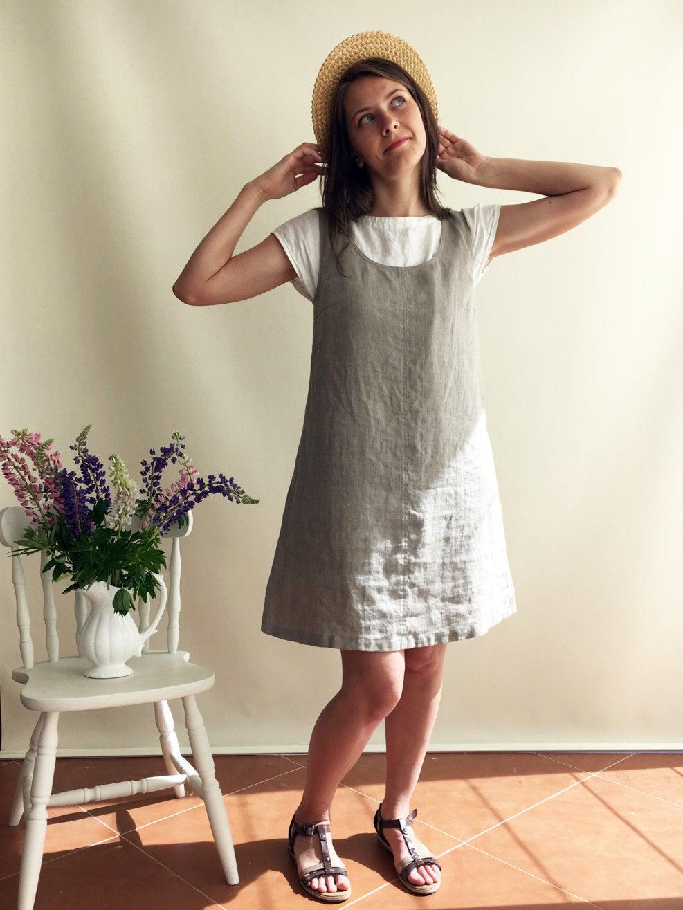 Natural Linen Jumper Dress, Pinafore Dress, Sleeveless Dress, Natural Dress, Summer Dress, Plus Size Sundress, Linen Dress Women Jumper Plus