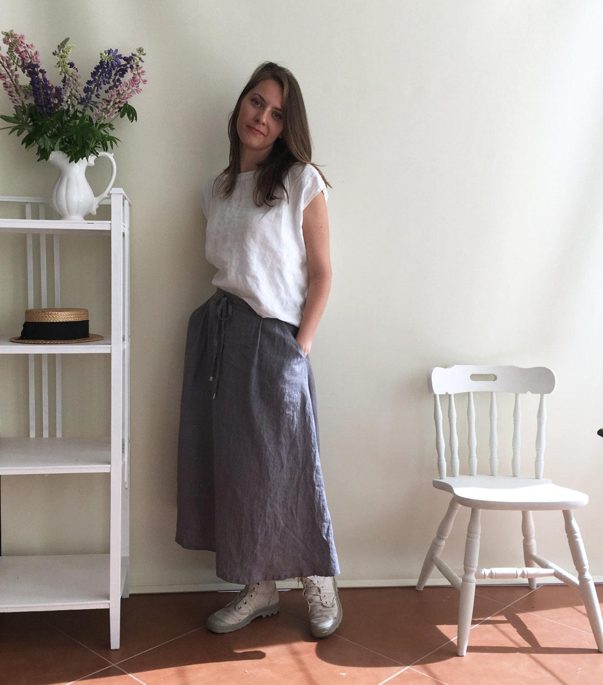 Long Linen Skirt, Boho Skirt, Grey Maxi Skirt, Long Skirt, Maxi Skirt Boho, Skirt with Pockets, Womens Skirts, Linen skirt, Custom Skirt