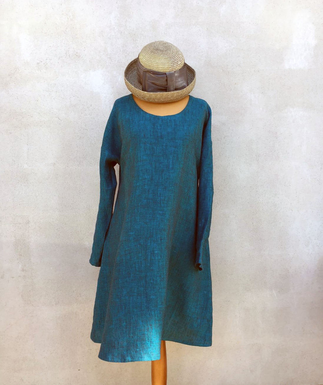 Linen Dress, Summer Linen Dress, loose A shaped dress, Long sleeve dress, womens tunic, plus size dress, holiday dress, women dress