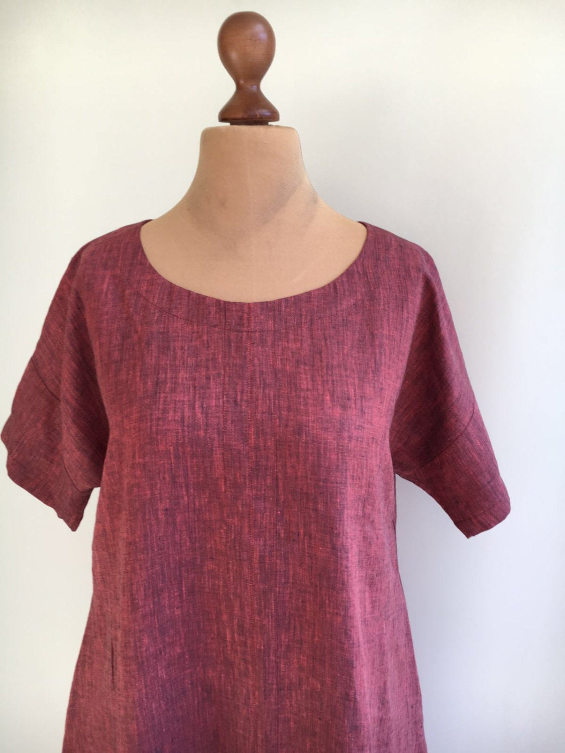 Red Tunic Top, Linen Tunic Dress, Maroon Red linen tunic, tunic for women, plus size tunic, tunic tops, linen tunics for women, tunic shirt