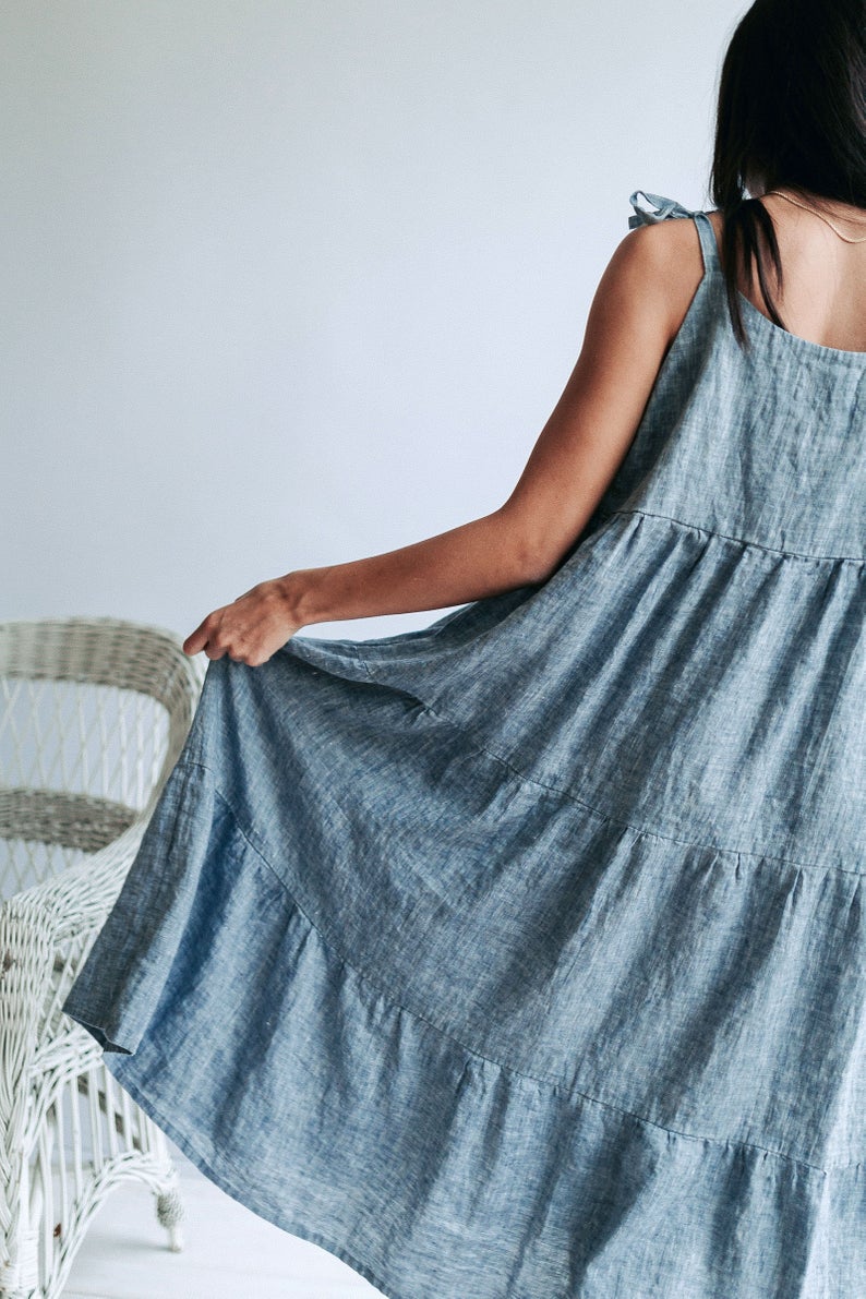 denim prairie dress Ready to Ship:Prairie Dress "Elle", Size S
