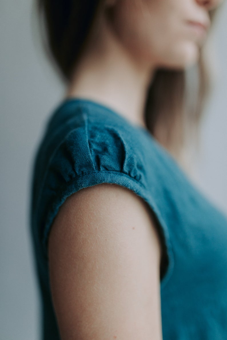 Ready to Ship: A line Drop Waist Dress &#39;Julia&#39; from Linen, Size XS/S