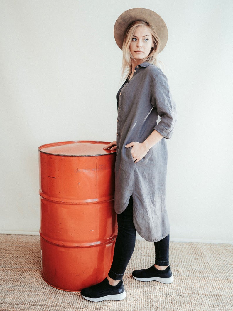 Long Linen Shirt Dress &#39;Maia&quot;