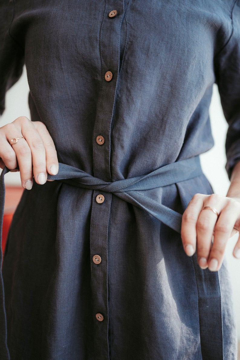 Long Linen Shirt Dress &#39;Maia&quot;