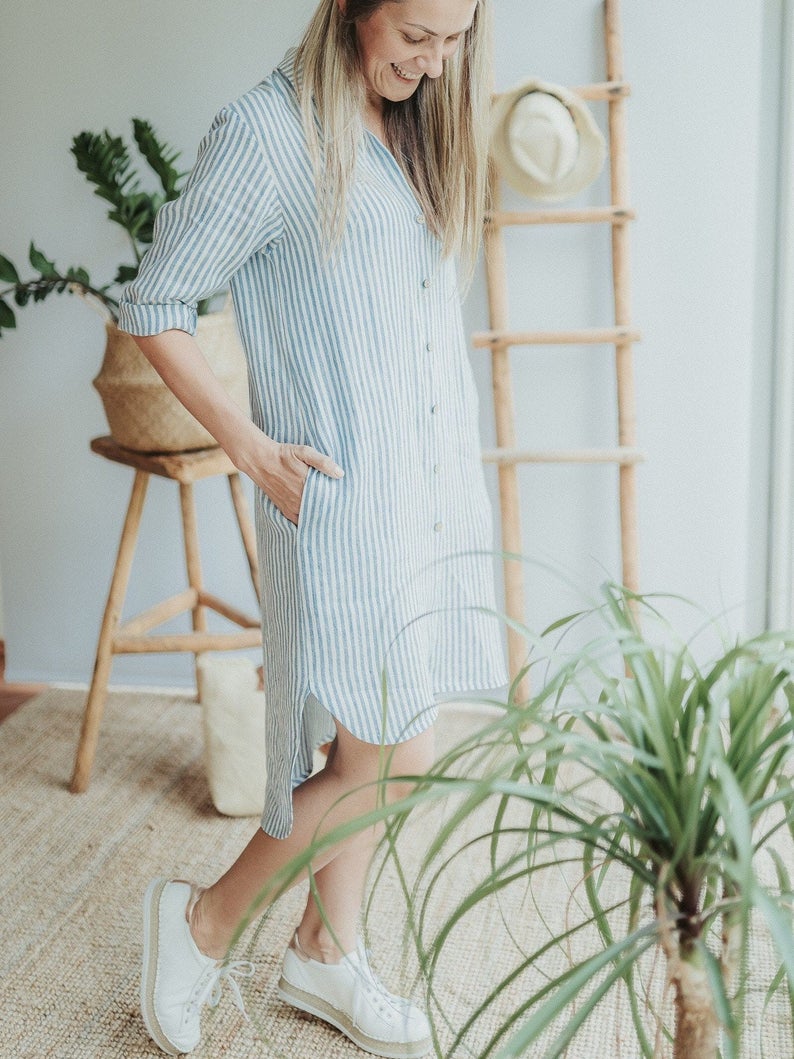 Long Linen Shirt Dress &#39;Maia&quot;