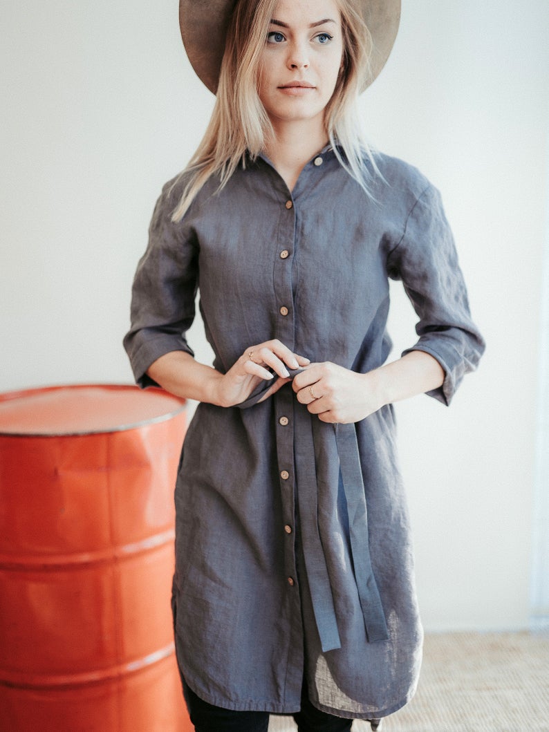 Long Linen Shirt Dress &#39;Maia&quot;