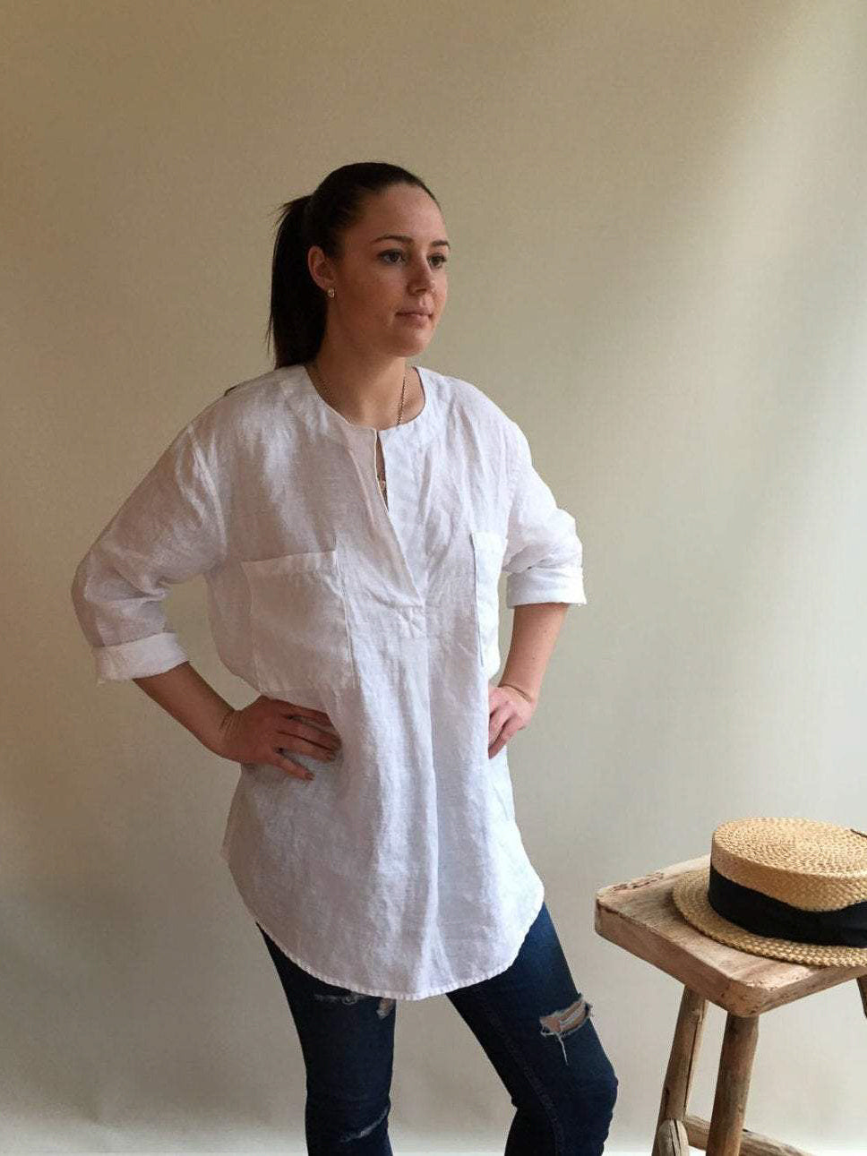 Linen Tunic Top, Linen Blouse-Linenbee