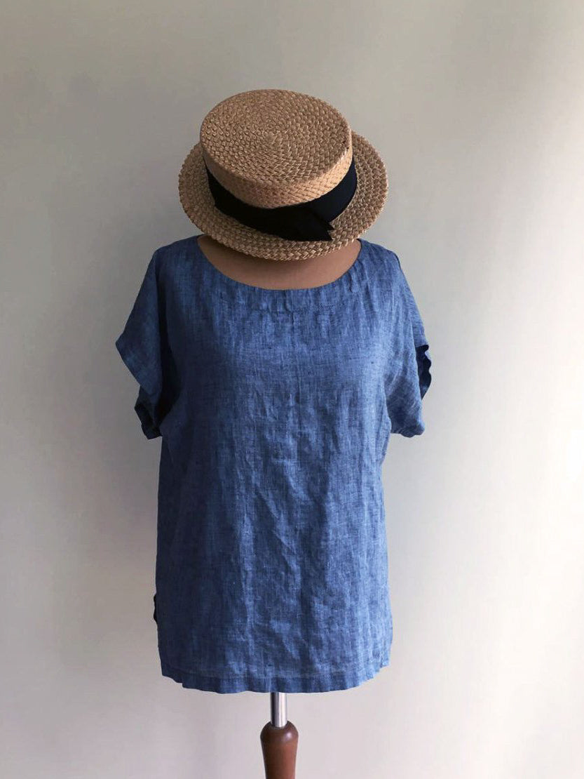 Linen T Shirt, Light Linen Top-Linenbee