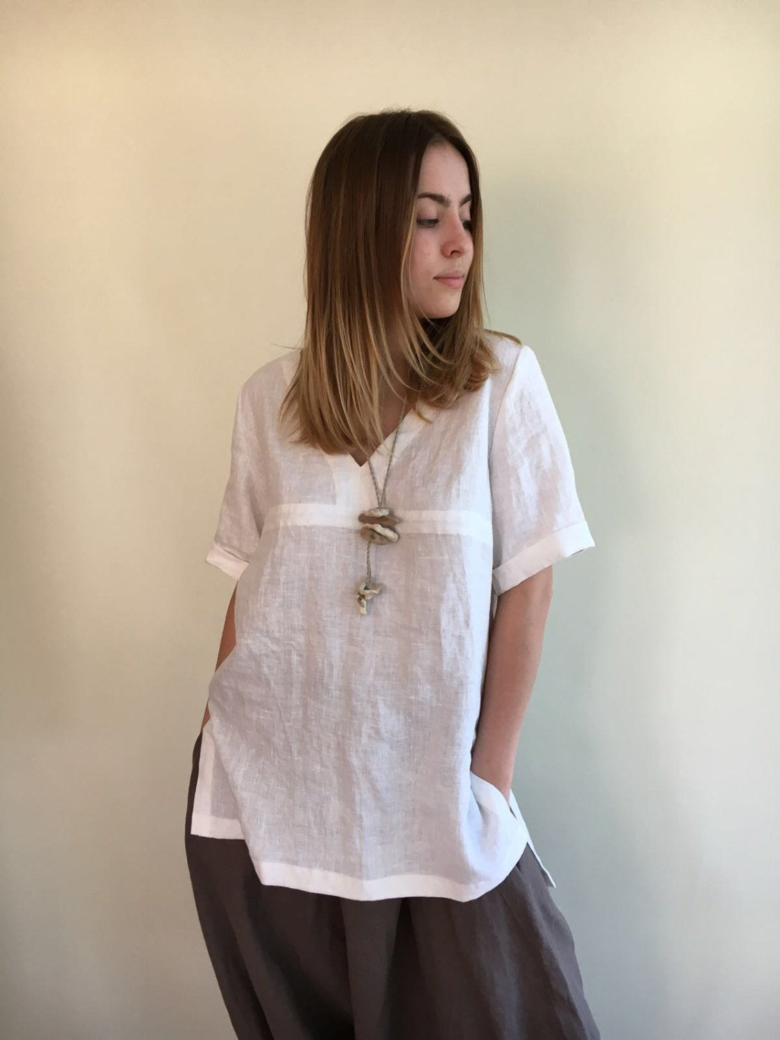 Long Linen Shirt, Beach Shirt-Linenbee