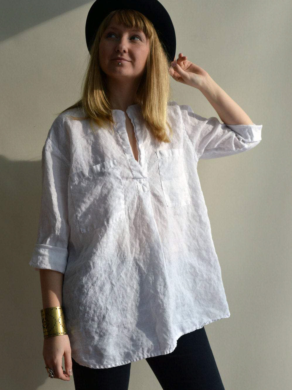 Beach Shirt, Loose Linen Shirt-Linenbee