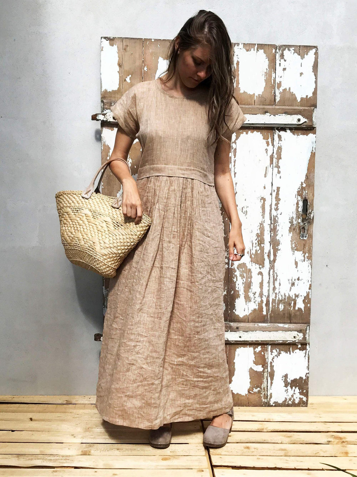 Linen Maxi Dress, Long linen dress-Linenbee