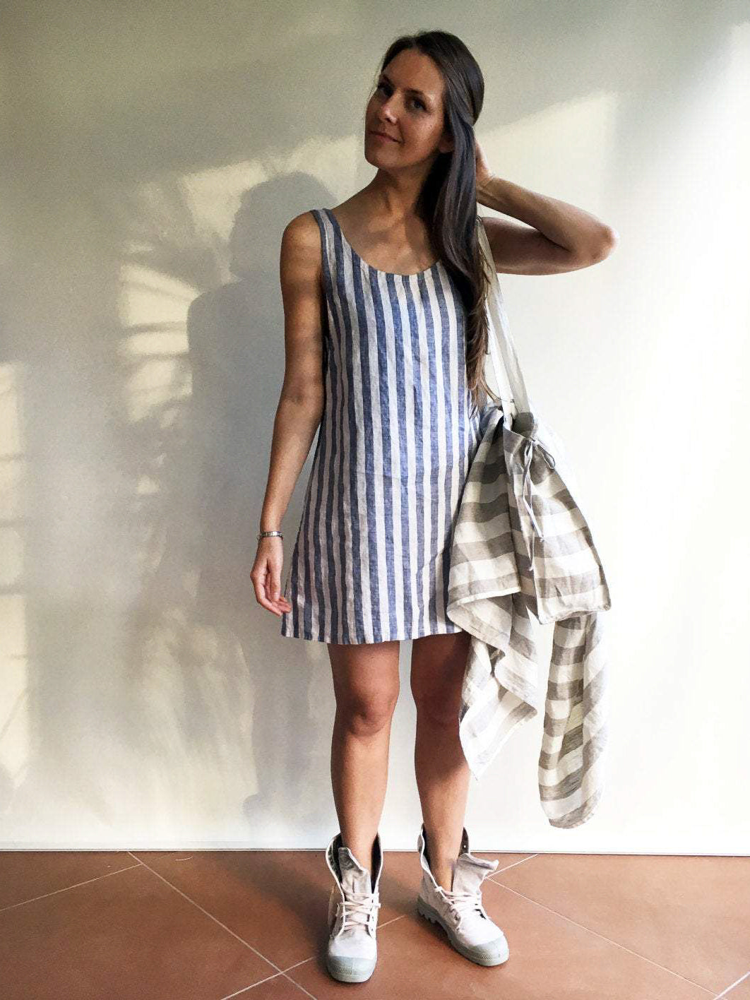 Linen Slip Dress, Linen Shirt Dress-Linenbee