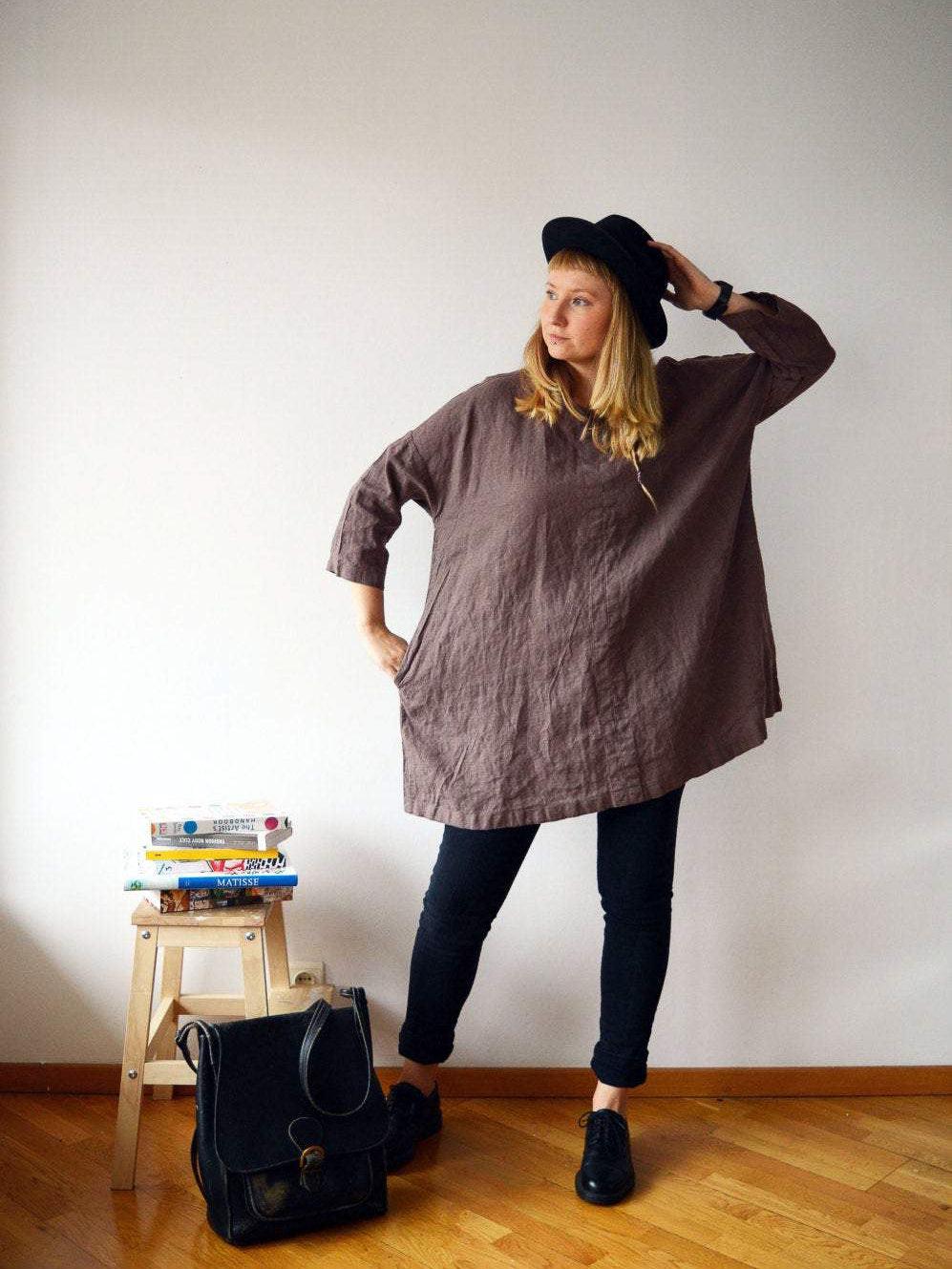 Plus size tunic, Oversized Tunic-Linenbee