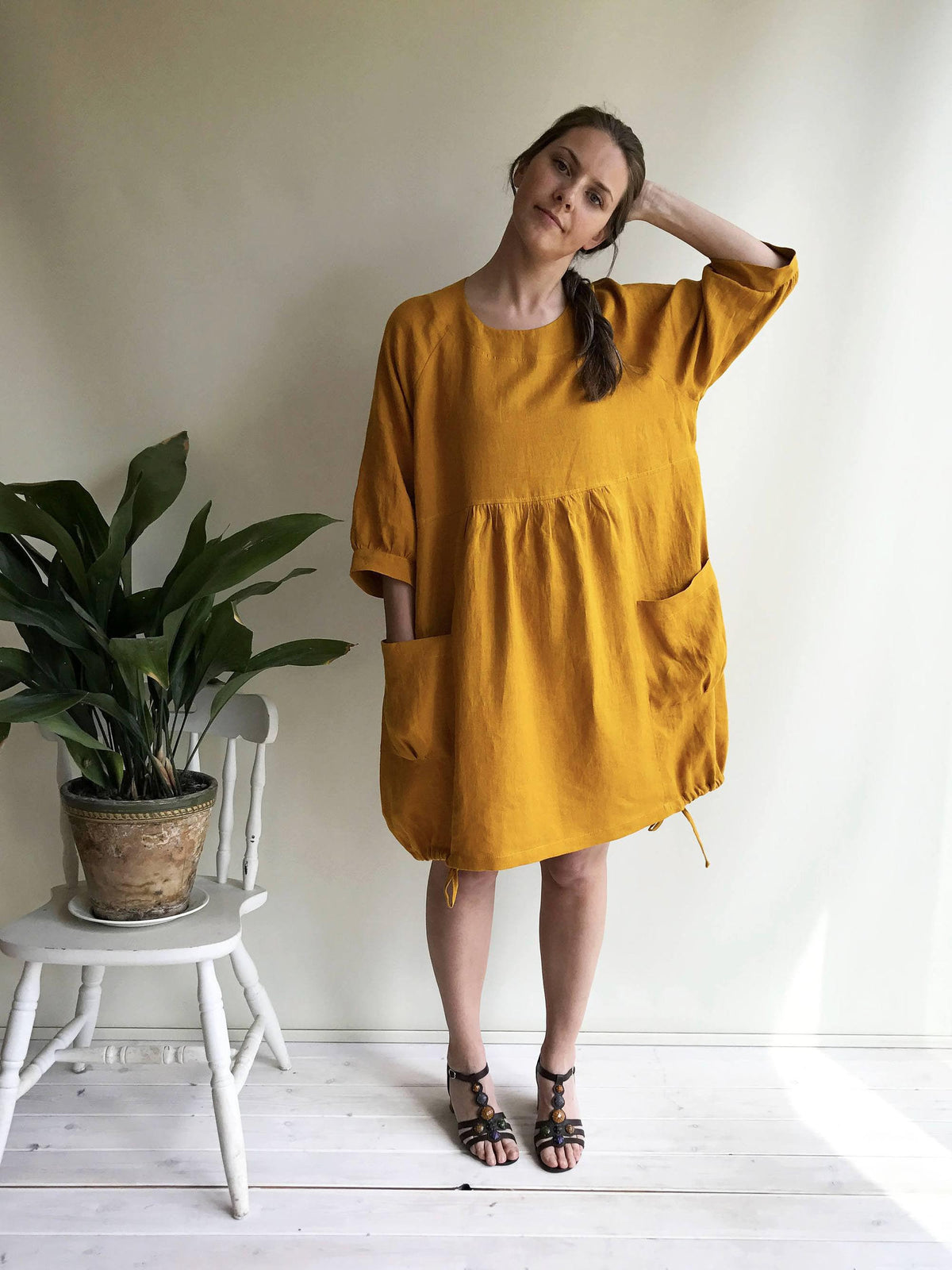 Linen Dress for Women, Dress with Sleeves-Linenbee