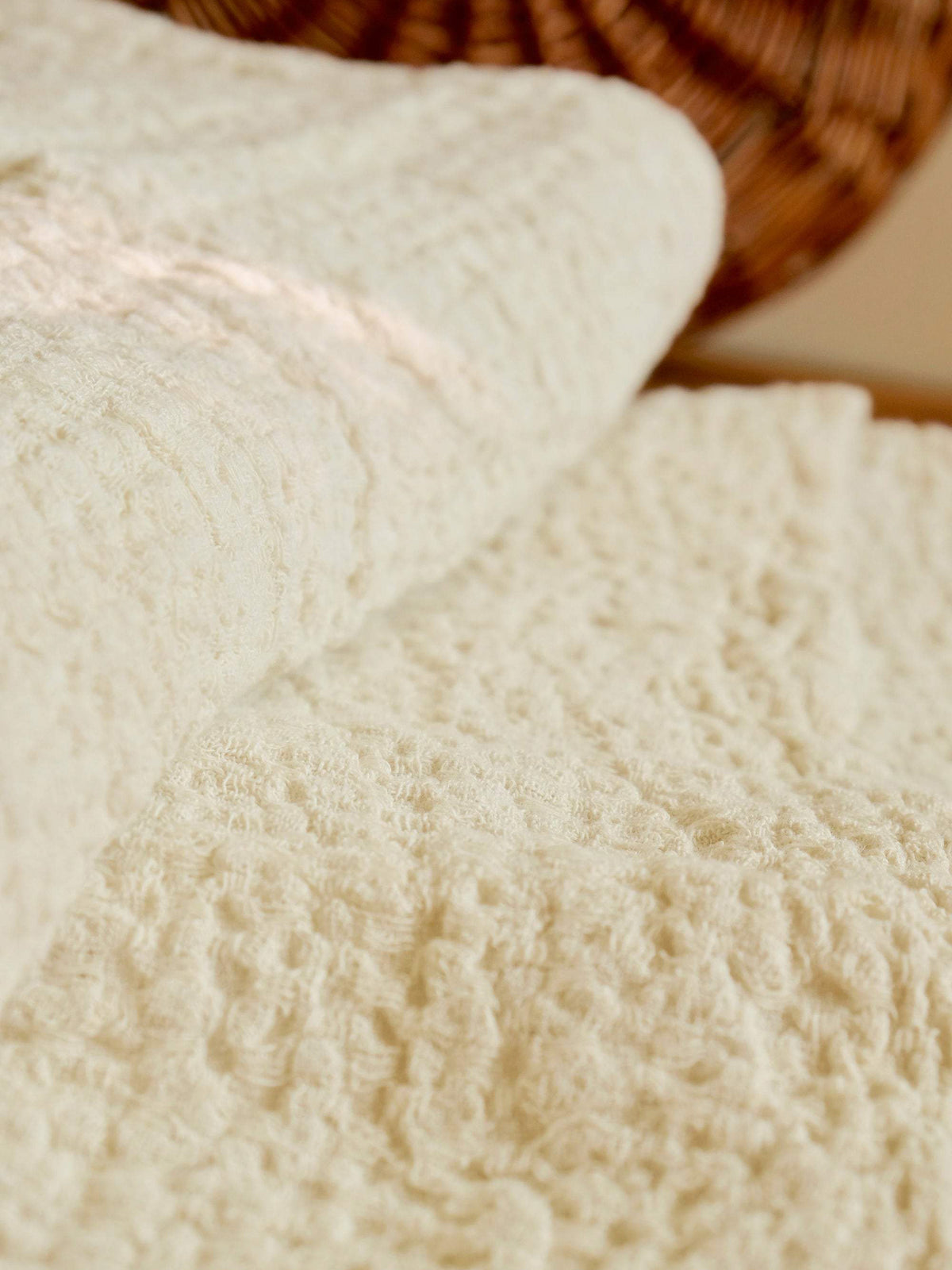 Linen bed cover Champagne color Textured, Rustic linen