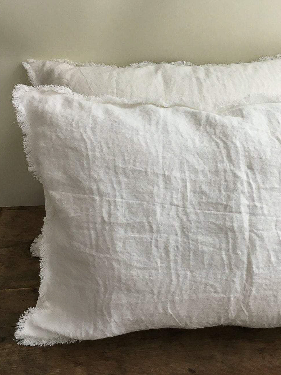 Set of Two Linen Pillowcases with Frayed Edges, Frayed Pillowcases-Linenbee