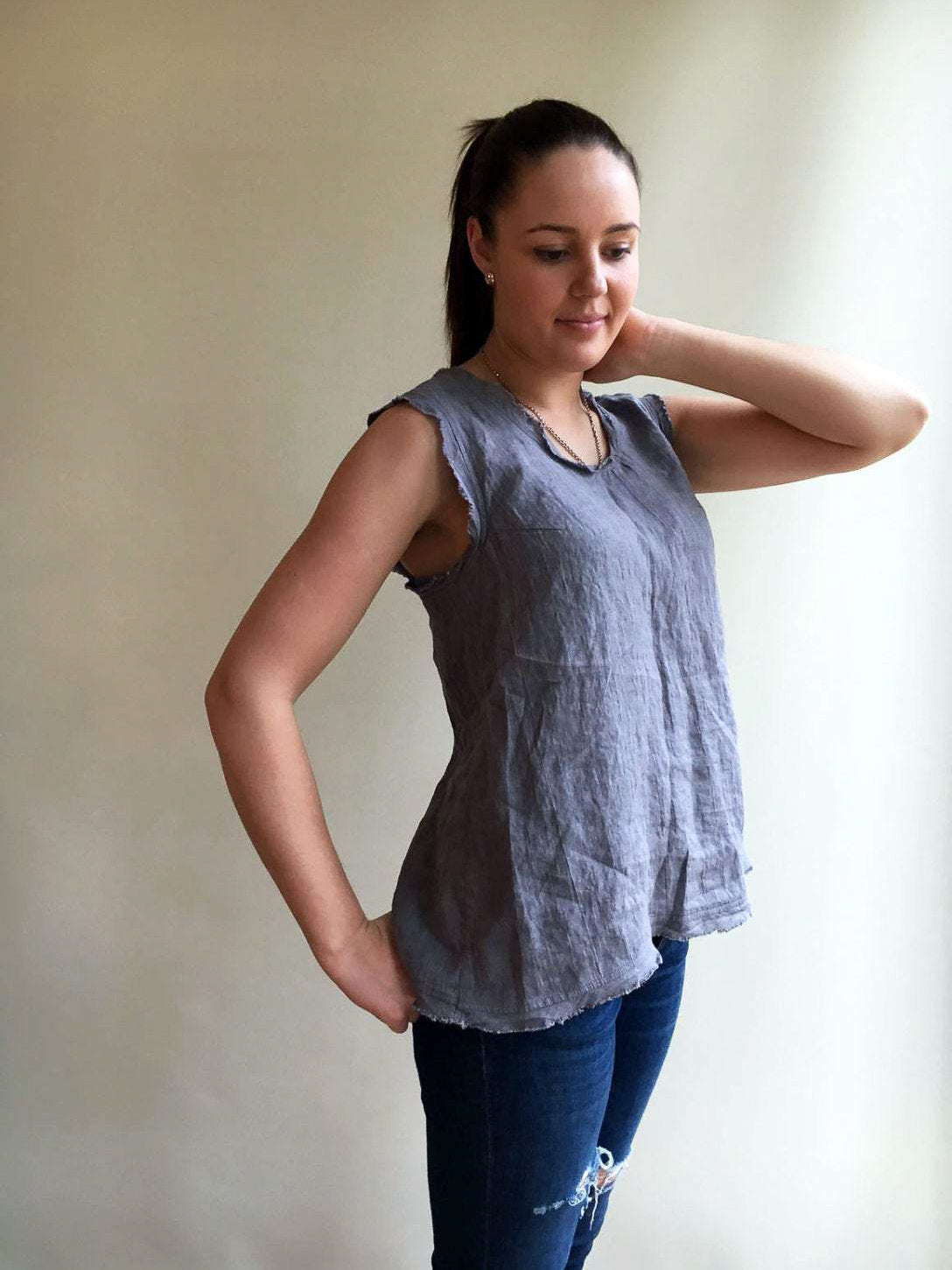 Linen Tank Top, Summer Tee-Linenbee