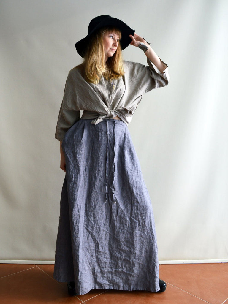 Linen Maxi Skirt, Maxi Skirt Boho Linenbee - Main Image