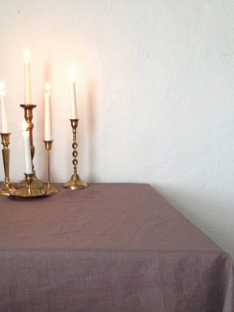 Brown Linen tablecloth, brown tablecloth-Linenbee