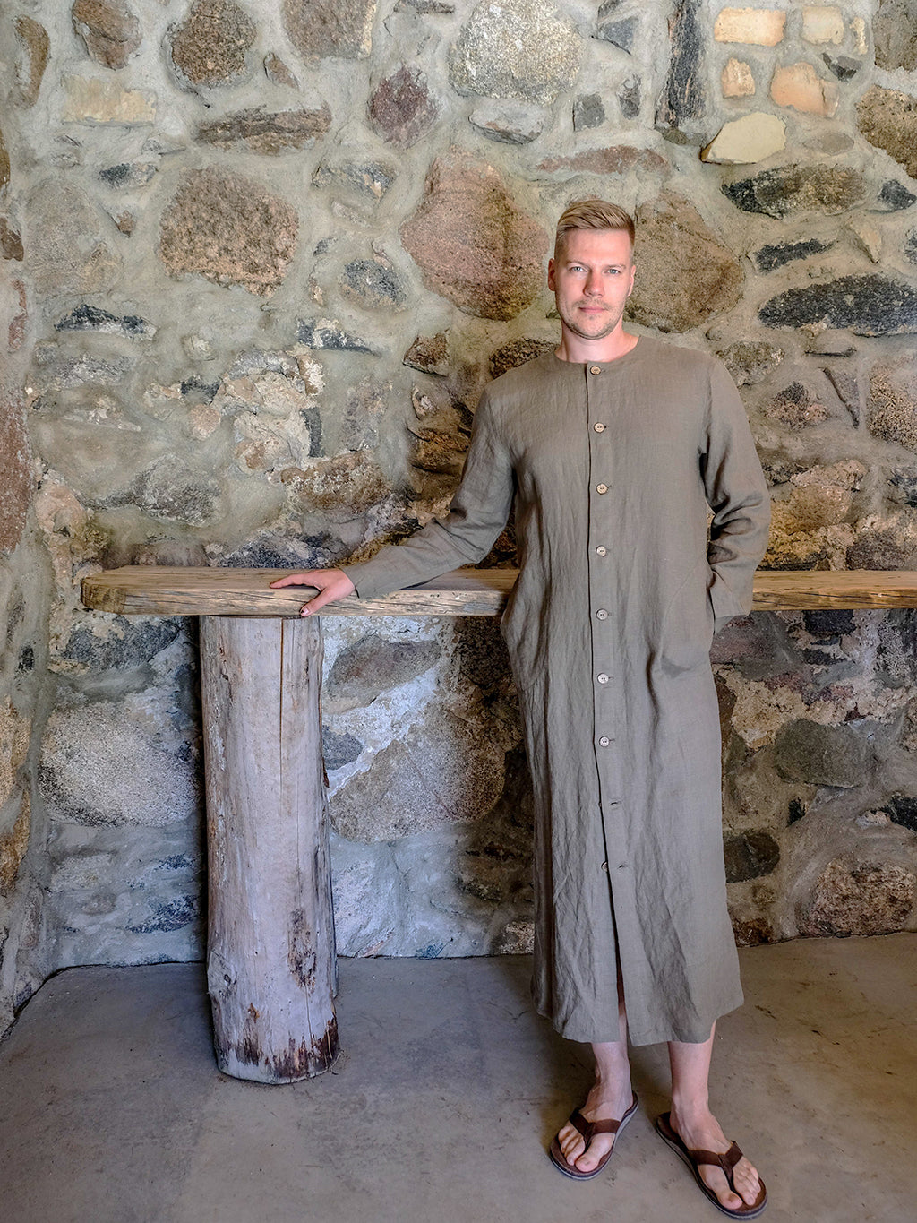 Linen Button up Robe &#39;Jamie&#39;