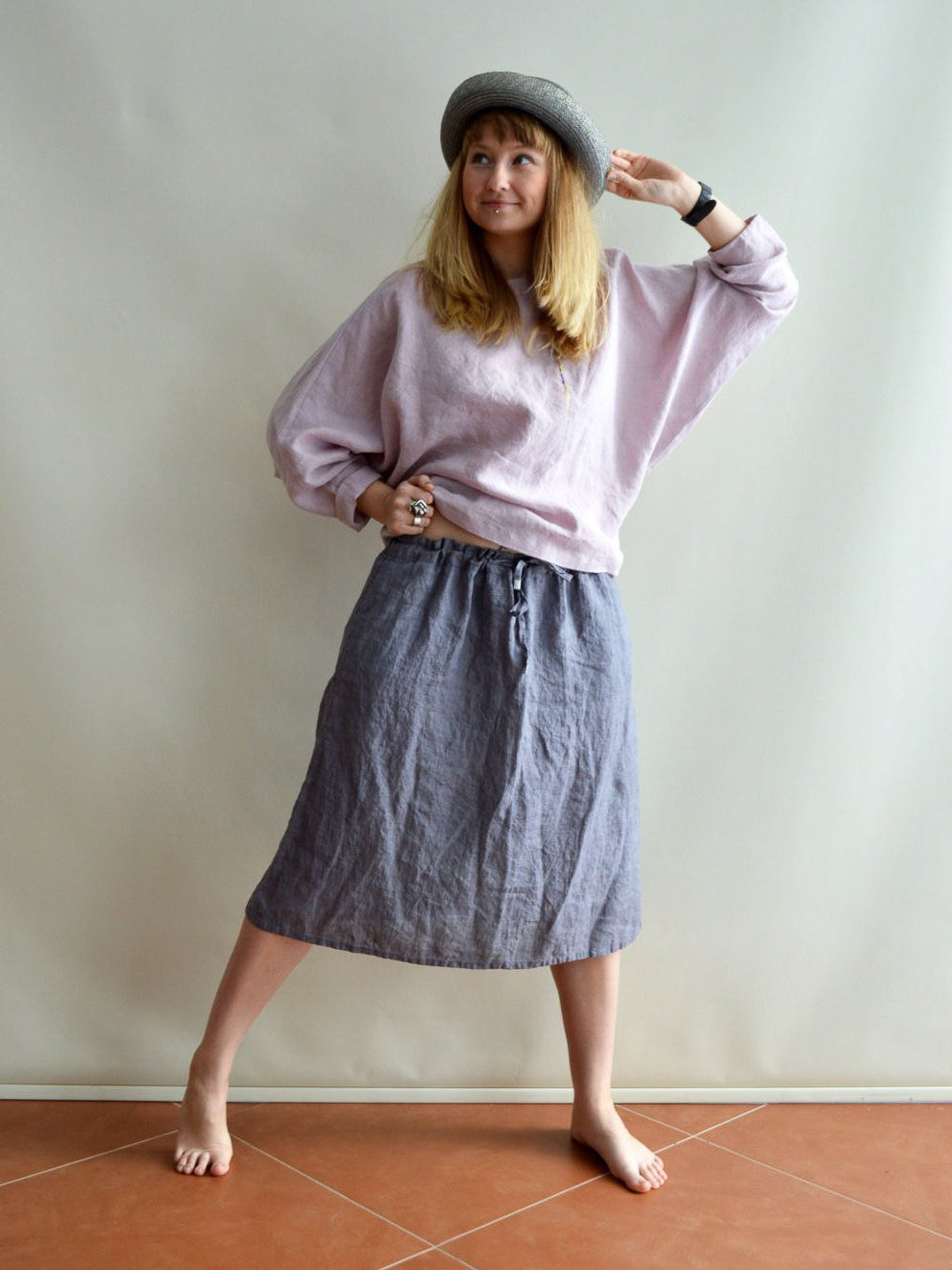 Cropped Wide Leg Pants, Skirt Pants Linen - Linenbee