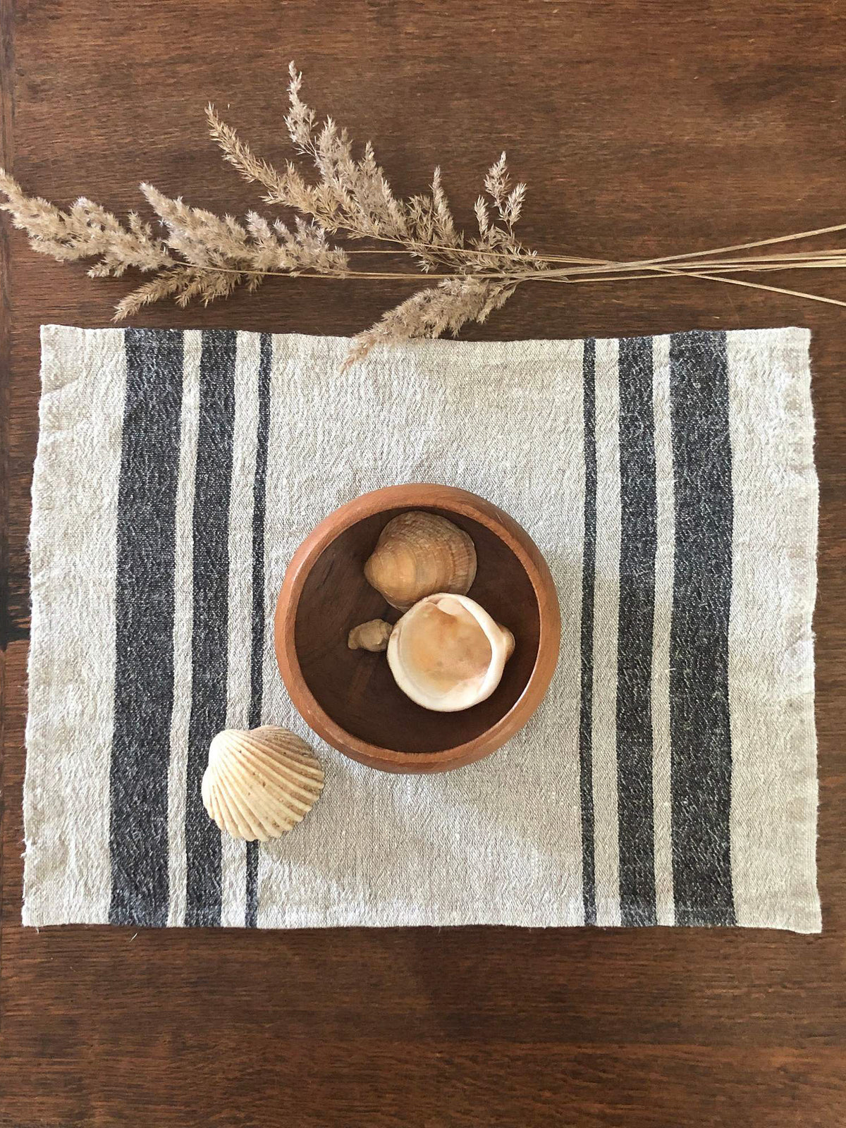 French Striped Linen placemats, set of 6 linen placemats-Linenbee