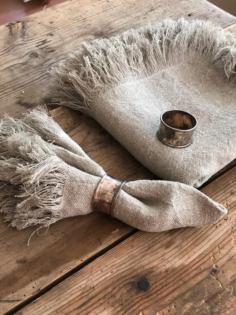 Rustic Placemats / Napkins with frayed edges