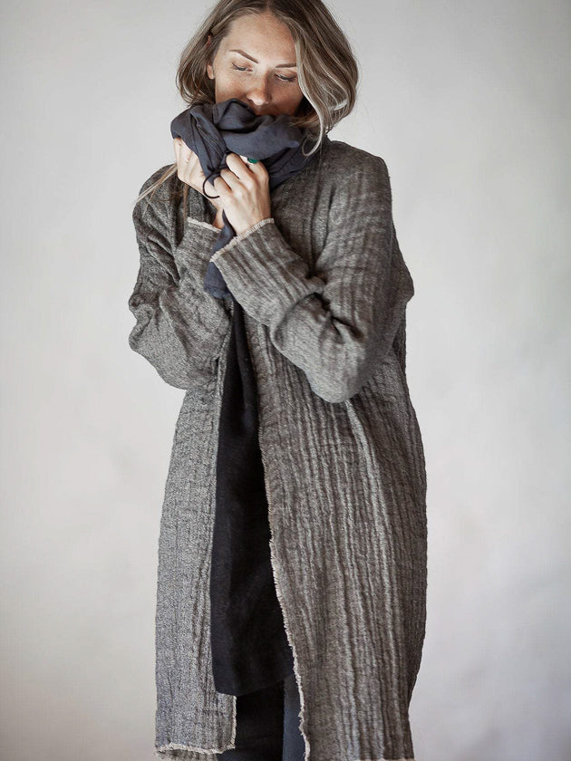 未使用品　rehellinen　linen wool long jacket Academy 06 | hooded wool coat jacket – Linennaive