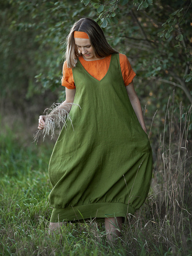 Linen Pinafore Dress 'Mary Lou', Smock Dress Linen - Linenbee Linen Pinafore Dress 'Mary Lou', Smock Dress Linen - Linenbee