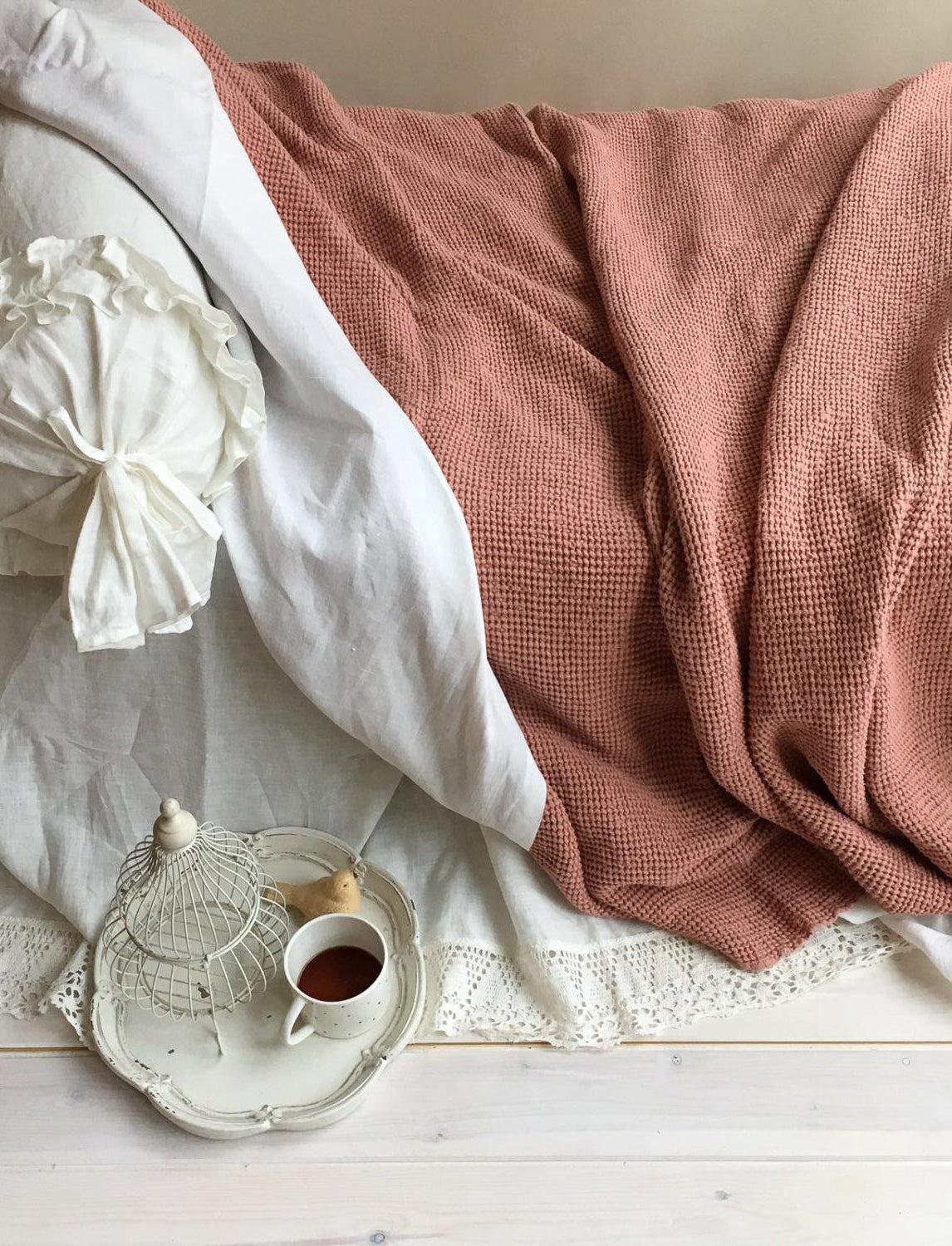 Voluminous Blanket, Linen and Cotton blend blanket-Linenbee