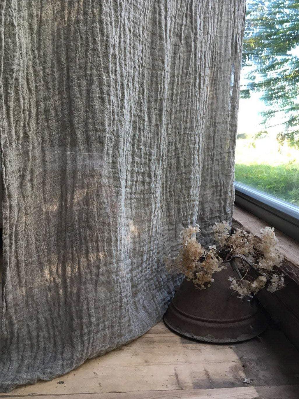 Linen Curtain Panel, Window Curtains-Linenbee