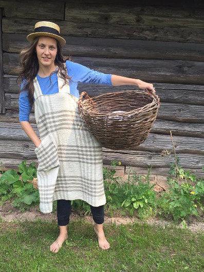 Tartan Pinafore Apron, Crafts Apron-Linenbee