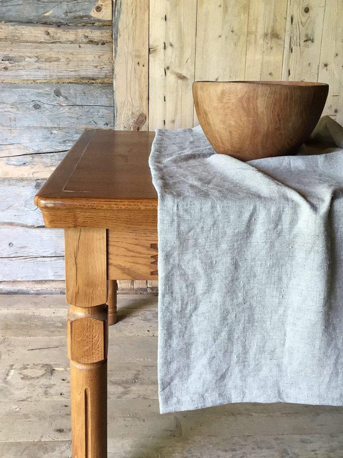 Natural Linen Table Cloth, Rustic Gorgeous texture Taupe Linen Tablecloth Rectangle-Linenbee