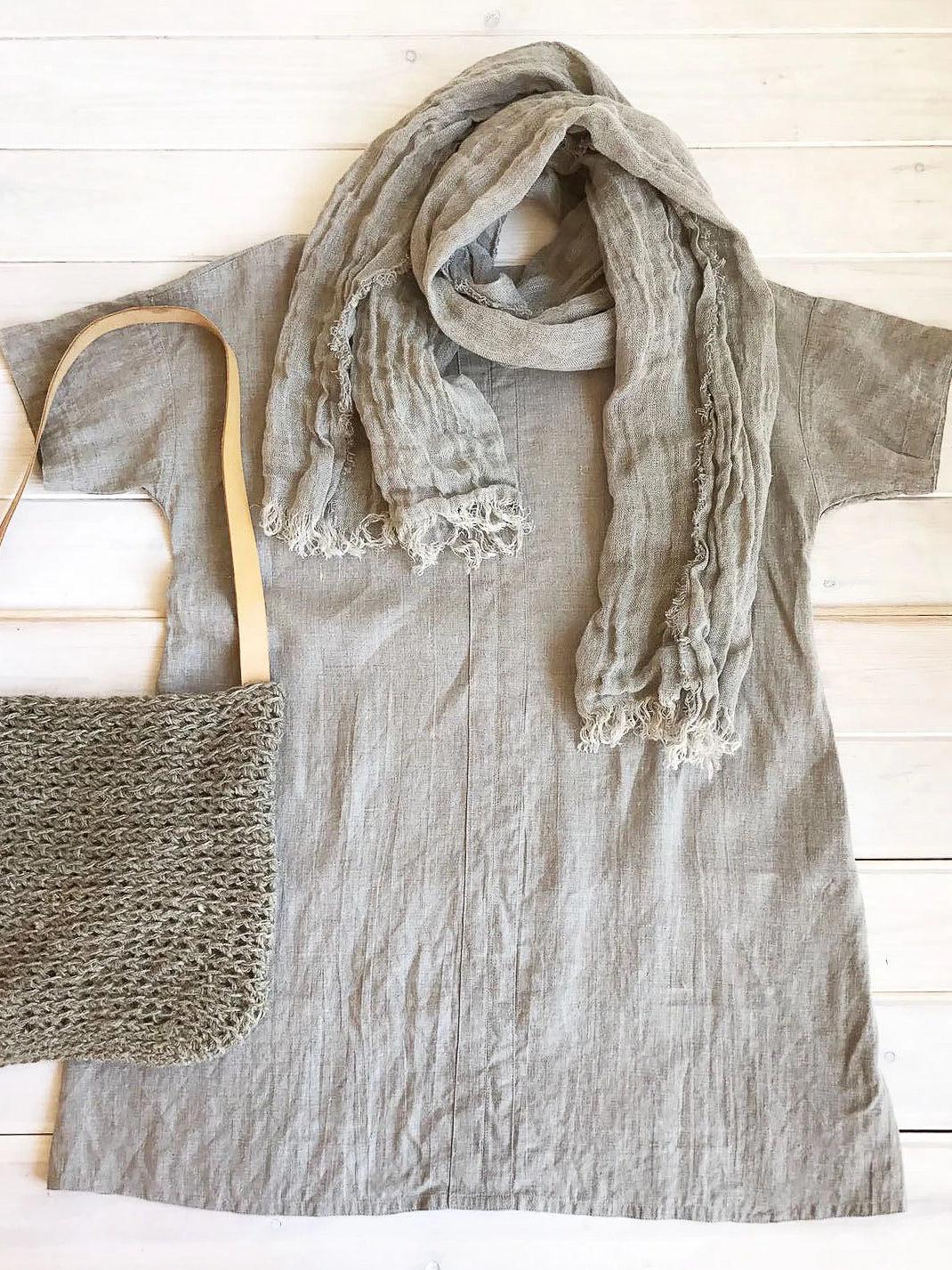 Natural Linen Scarf, Light Scarf-Linenbee