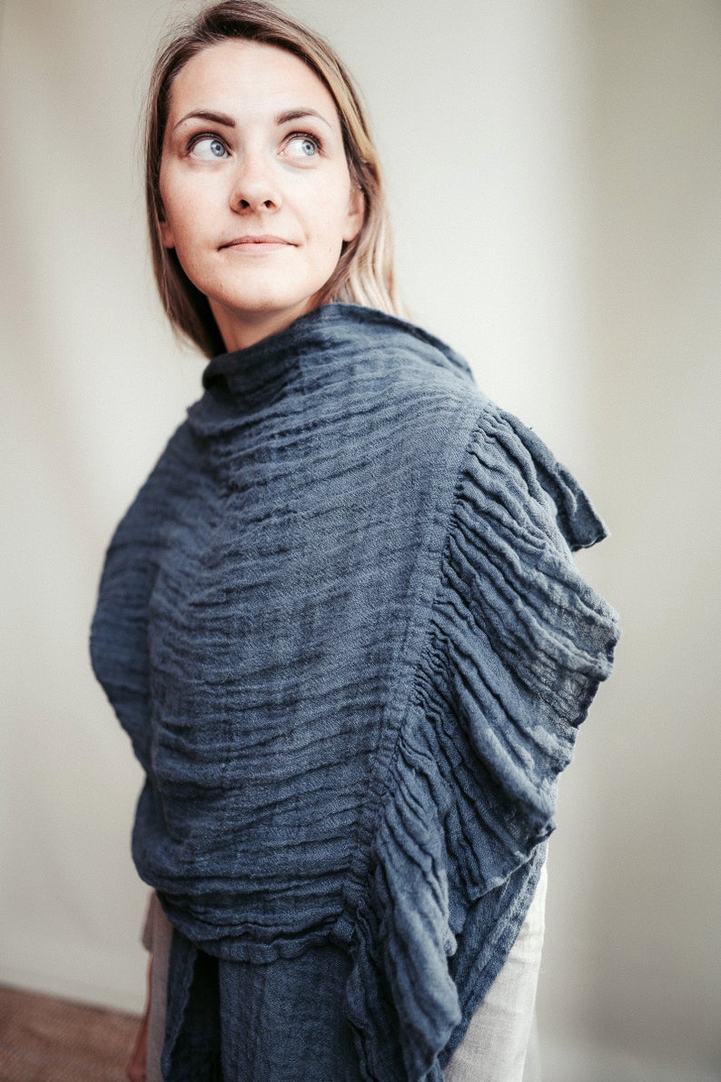 Linen Wraps Shawl, Gauzy Linen Shawl