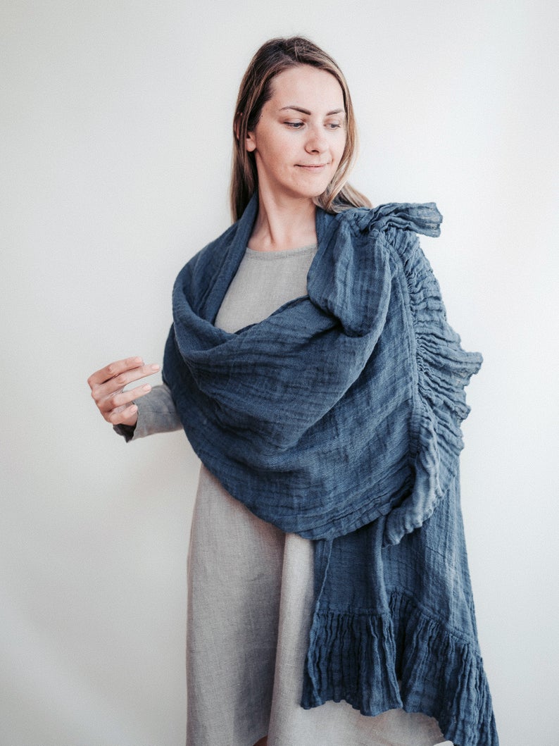 Linen Wraps Shawl, Gauzy Linen Shawl