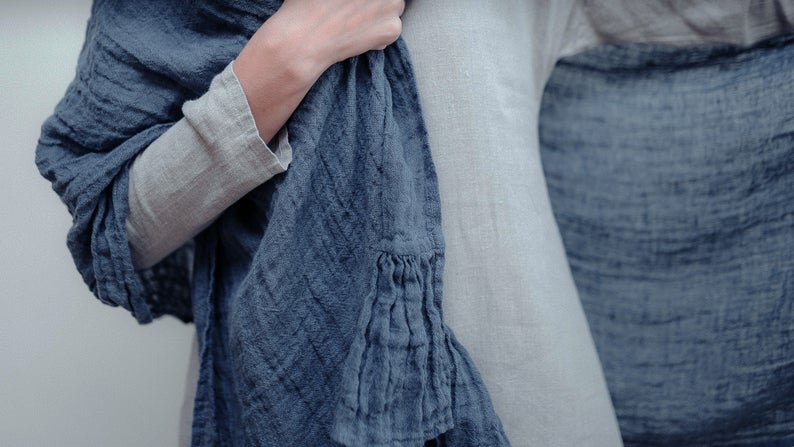 Linen Wraps Shawl, Gauzy Linen Shawl