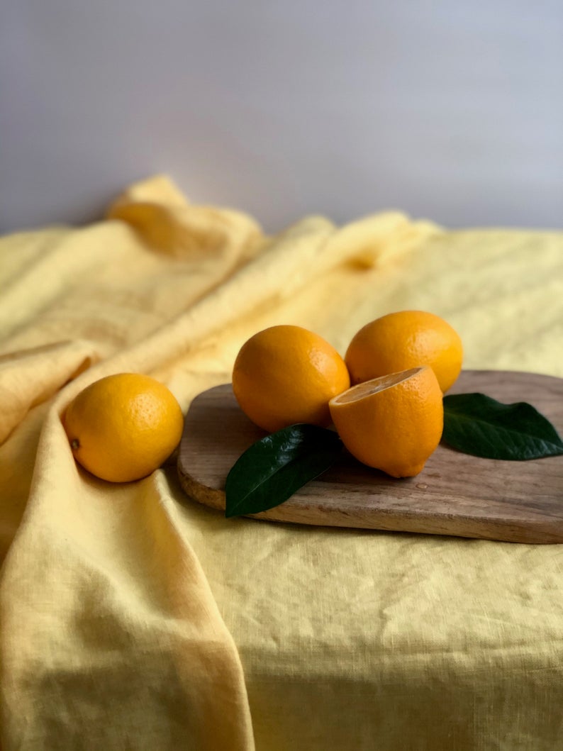 Yellow Linen tablecloth, Custom Sized Tablecloth