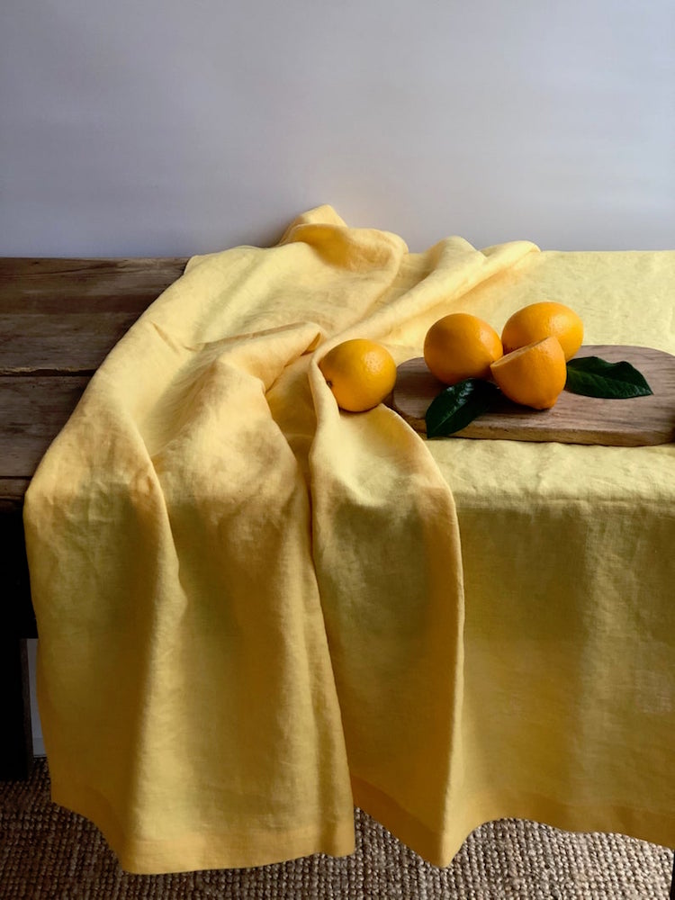 Yellow Linen tablecloth, Custom Sized Tablecloth