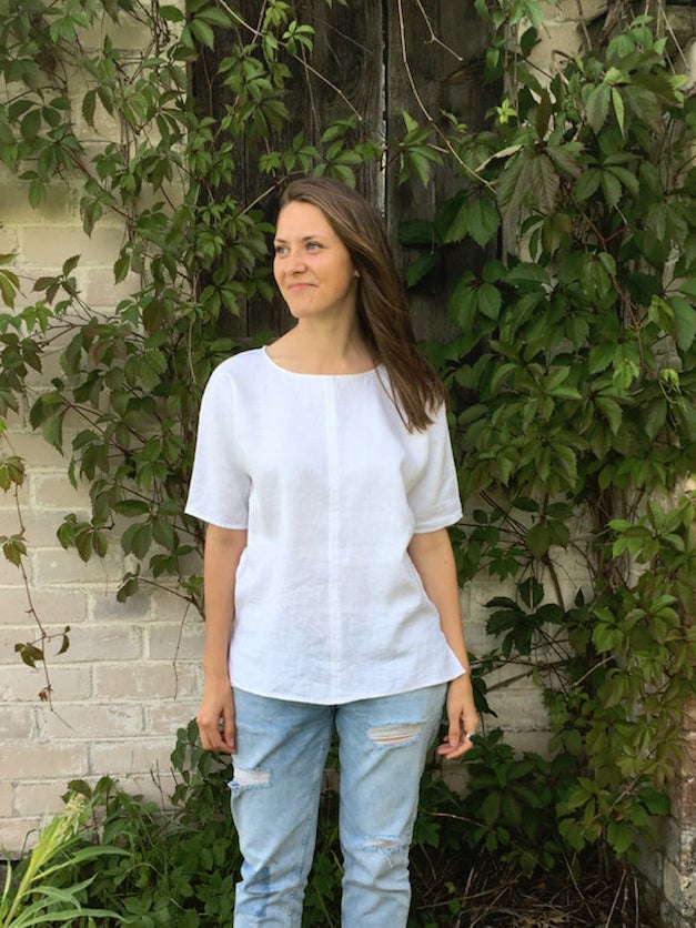 Ready to Ship: White Linen Shirt, Size L