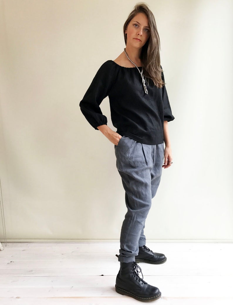 Ready to Ship: Melange Grey Off the shoulder Top, Size XL