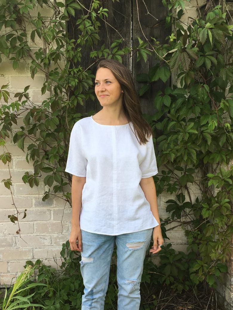 White Linen Shirt, Linen T-Shirt-Linenbee