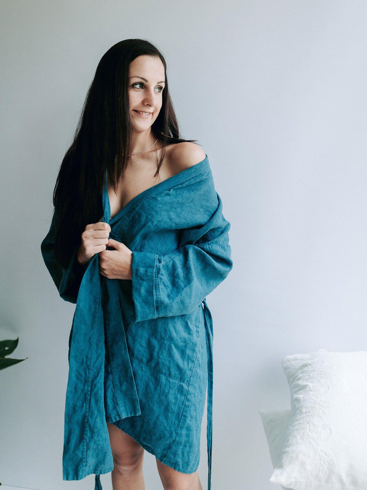 Linen robe, Linen bath robe-Linenbee