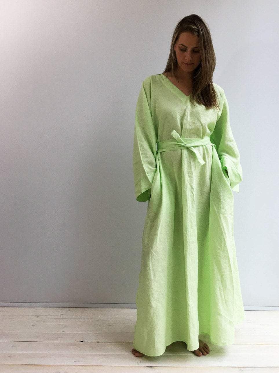 Linen kaftan, linen robe-Linenbee