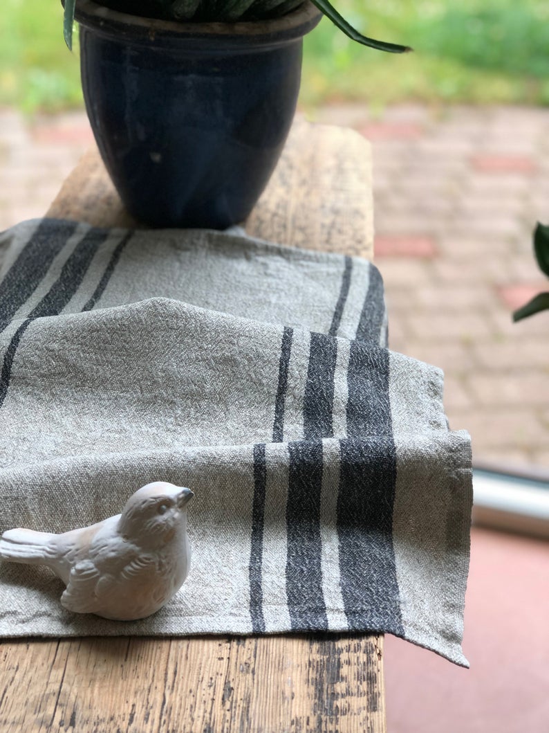 French Linen Kitchen Towel in Windowpane Plaid — GARDENHEIR