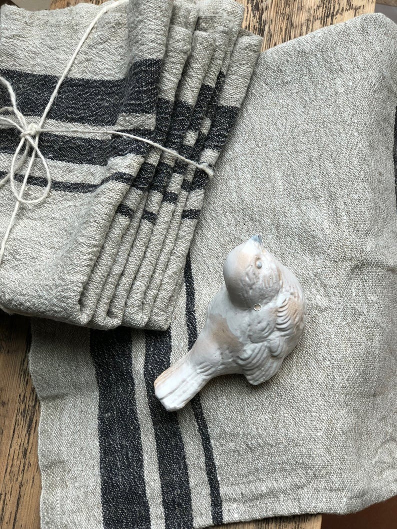 Set of Four Durable Linen tea towels, French kitchen towels